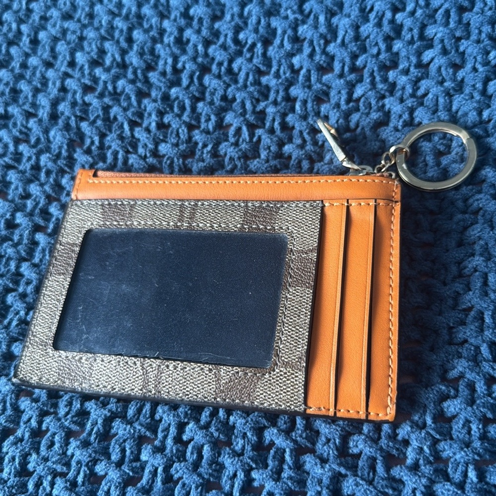 Coach Orange and Brown Card Holder - Picture 2 of 7